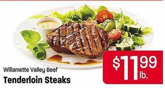 Maceys Willamette valley beef tenderloin steaks offer