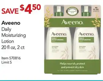 Costco Aveeno Daily Moisturizing Lotion 20 fl oz., 2 ct offer