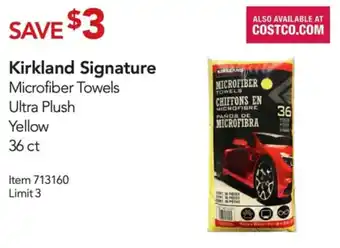 Costco Kirkland Signature Microfiber Towels Ultra Plush Yellow 36 ct offer