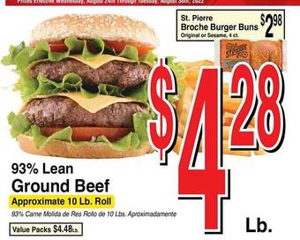 Super Saver 93% lean ground beef offer