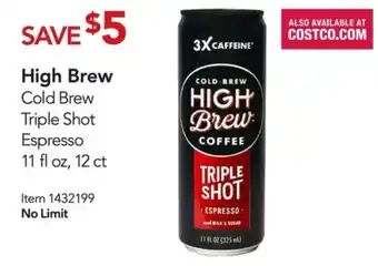 Costco High Brew Cold Brew Triple Shot Espresso 11fl oz, 12ct offer