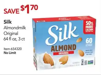 Costco Silk Almondmilk Original 64 fl oz, 3ct offer
