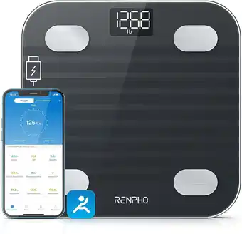 Walmart Renpho usb rechargeable smart scale digital bathroom scales, bluetooth 13 body composition monitor health analyzer for body f offer