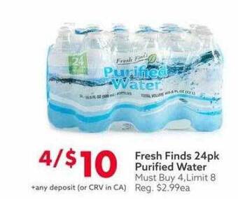 Big Lots Fresh finds 24pk purified water offer