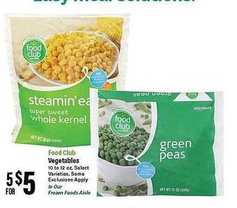 Big Y Food club vegetables offer