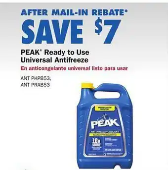 Peak ready to use universal antifreeze