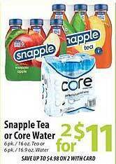 ACME Snapple tea or core water offer