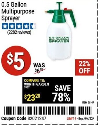 Harbor Freight Tools 0.5 Gallon Multipurpose Sprayer offer