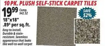 Ocean State Job Lot 10pk. plush self-stick carpet tiles offer