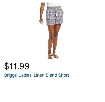 Costco Briggs' ladies' linen blend short offer