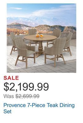 Costco Provence 7-piece teak dining set offer