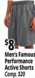 Ocean State Job Lot Men's famous performance active shorts offer