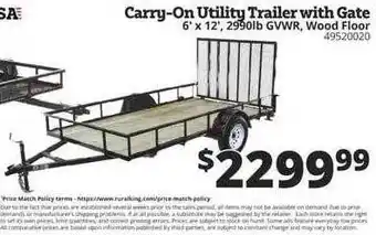 Rural King Carry-on utility trailer with gate offer