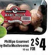 Big Y Phillips gourmet baby bella mushrooms offer