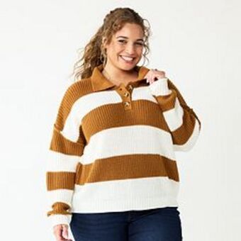 Kohl's Juniors' plus size so® collared varsity henley pullover offer