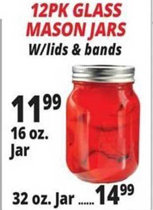 Ocean State Job Lot 12pk glass mason jars offer