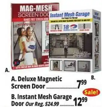 Ocean State Job Lot Deluxe magnetic screen door, instant mesh garage door offer
