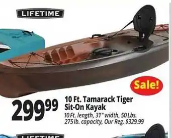 Ocean State Job Lot Lifetime 10 ft. tamarack tiger sit-on kayak offer