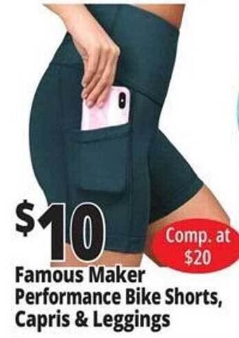 Ocean State Job Lot Famous maker performance bike shorts, capris & leggings offer