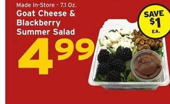 Hannaford Goat cheese & blackberry summer salad offer