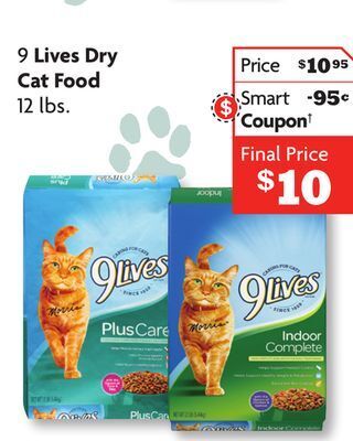 Family Dollar 9 lives dry cat food offer
