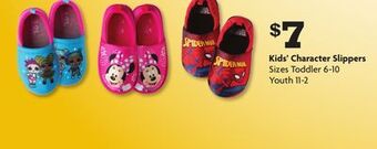 Family Dollar Kids' character slippers offer