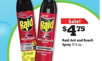 Family Dollar Raid ant and roach spray offer