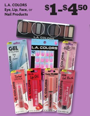 Family Dollar L. a. colors eye, lip, face, or nail products offer