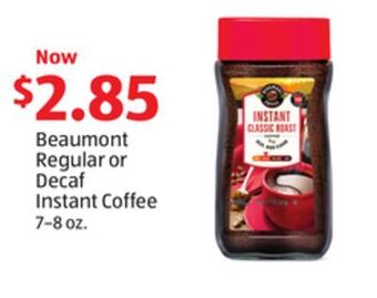 Aldi Beaumont regular or decaf instant coffee offer