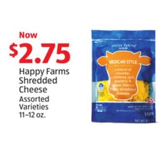 Aldi Happy farms shredded cheese offer