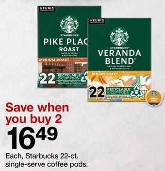 Target Starbucks 22-ct. single-serve coffee pods offer
