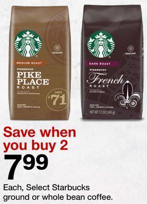 Target Starbucks ground or whole bean coffee offer