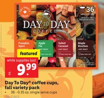 Lidl Day to day® coffee cups, fall variety pack offer