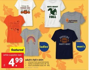 Lidl Adult's fall t-shirt offer