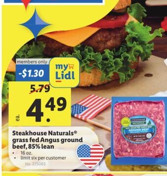 Lidl Steakhouse naturals® grass fed angus ground beef, 85% lean offer