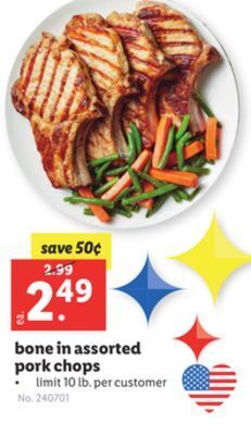 Lidl Bone in assorted pork chops offer