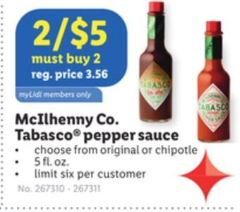 Lidl Mcilhenny co. tabasco® pepper sauce offer