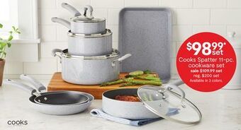 JC Penney Cooks spatter 11-pc. cookware set offer