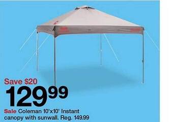 Target Coleman 10'x10' instant canopy with sunwall offer