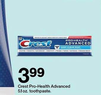 Target Crest pro-health advanced 5.1 oz. toothpaste offer