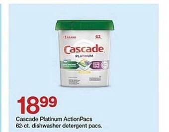 Target Cascade platinum actionpacs 62-ct. dishwasher detergent pacs offer