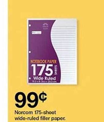 Target Norcom 175-sheet wide-ruled filler paper offer