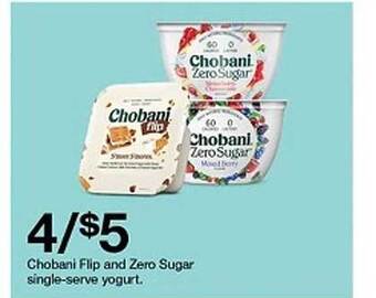 Target Chobani flip and zero sugar single-serve yogurt offer