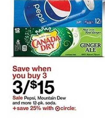 Target Pepsi, mountain dew and more 12-pk. soda offer