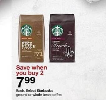 Target Starbucks ground or whole bean coffee offer