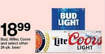 Target Bud, miller, coors and select other 24-pk. beer offer