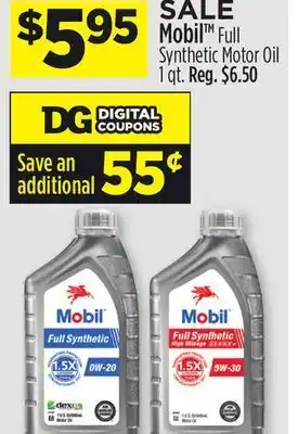 Dollar General Mobil™ full synthetic motor oil offer