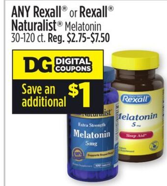 Dollar General Any rexall® or rexall® naturalist® melatonin offer