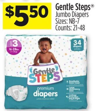 Dollar General Gentle steps® jumbo diapers offer