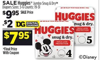 Dollar General Huggies® jumbo snug & dry™ diapers offer